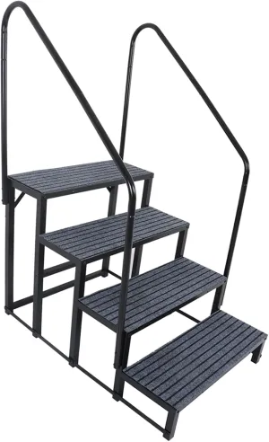 labwork 4 Step RV Steps with 2 Handrails w/Step Mat 660 lbs Load Capacity Spa Steps Outdoor Stairs for 5th Wheel RV Camper Trailer Porch with Non-Slip Mats