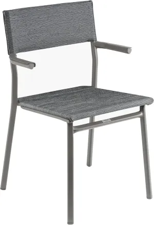 Lafuma ORON Outdoor Dining Armchair, Titane Frame - Obsidian, Set of 2