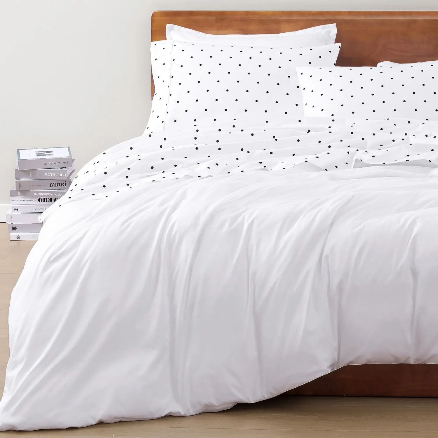 LANE LINEN 100% Organic Cotton Printed California King Sheets Set, Fully Elasticized Reinforsed Seams in Fitted Pocket, Naturally Cooling All Season Cal King Sheet Deep Pocket Bedding- Polka Dot