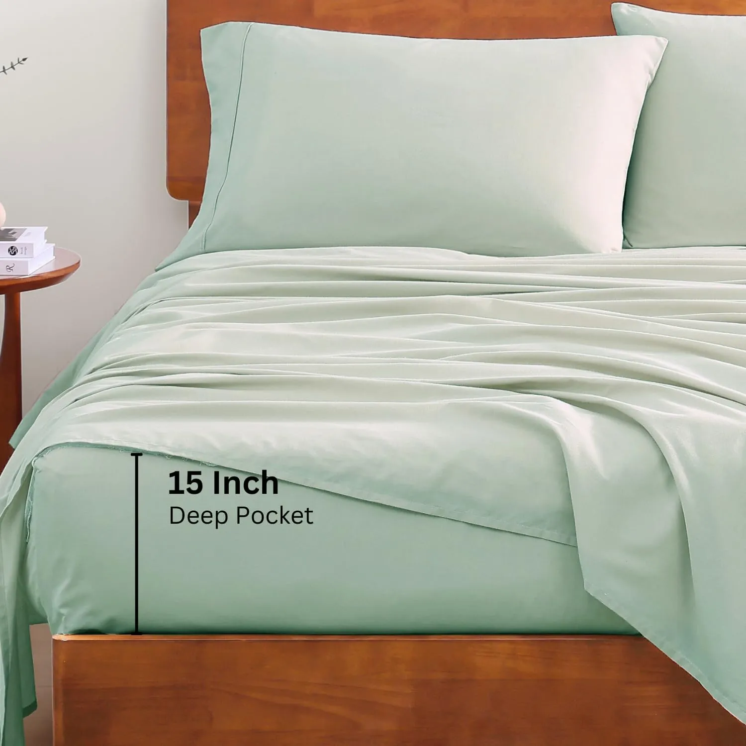 LANE LINEN 100% Organic Cotton Sheets King Size, 15" Deep Pocket Fully Elasticized Soft & Comfy Percale Bedding, Eco Friendly Naturally Temperature Regulating Cotton Sheets King- Cool Blue