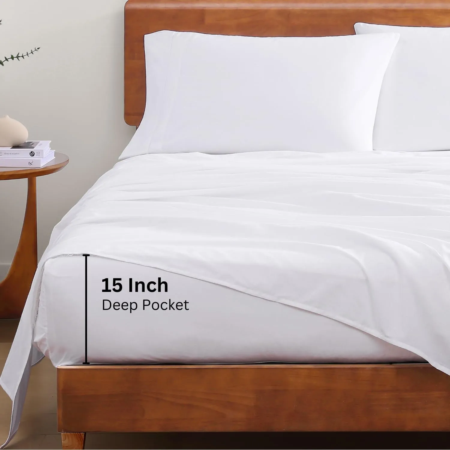 LANE LINEN 100% Organic Cotton Twin Sheets Set, 3Pc Twin Bed Sheets, Soft & Comfy Breathable Cotton Percale Sheets for Twin Size Bed, Dorm Room Essentials Low Pill Fade Resistant White Sheets