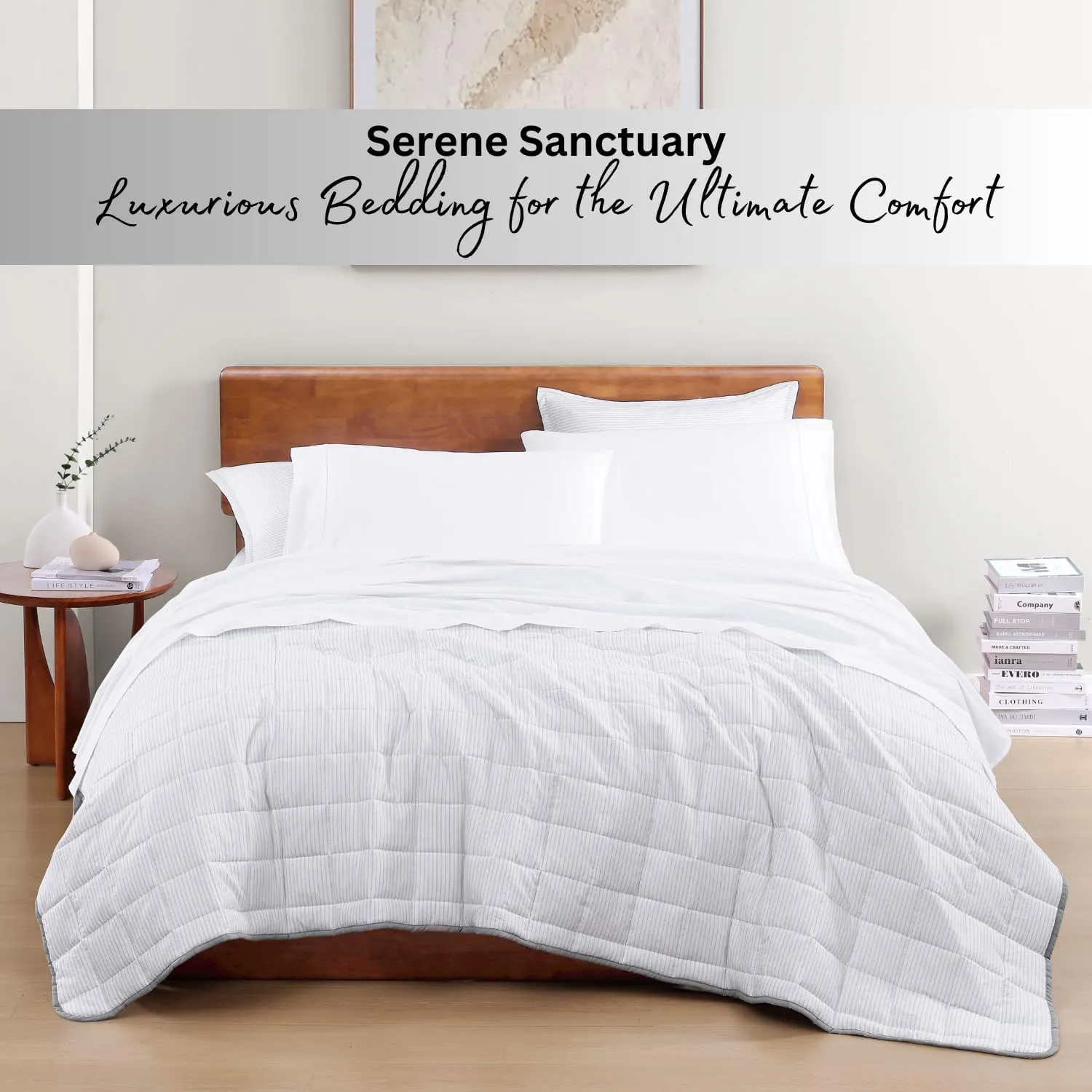 LANE LINEN 100% Organic Cotton Twin Sheets Set, 3Pc Twin Bed Sheets, Soft & Comfy Breathable Cotton Percale Sheets for Twin Size Bed, Dorm Room Essentials Low Pill Fade Resistant White Sheets