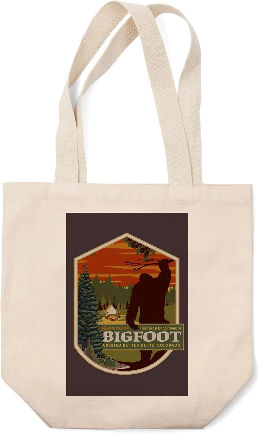 Lantern Press Crested Butte, Colorado, Home of Bigfoot, (100% Cotton Canvas Reusable Tote Bag)