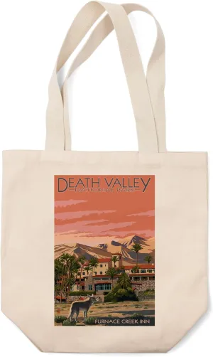 Lantern Press Death Valley National Park, California, Furnace Creek Inn (100% Cotton Canvas Reusable Tote Bag)