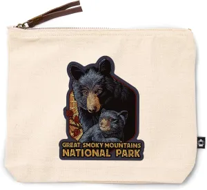 Lantern Press Great Smoky Mountains National Park, Tennessee, Black Bears, Mosaic, 100% Cotton Zipper Pouch, Travel Accessory, Go Bag