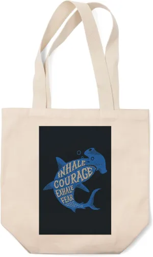 Lantern Press Inhale Courage, Exhale Fear, Coastal Lifestyle Collection (100% Cotton Canvas Reusable Tote Bag)