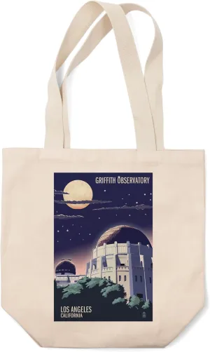 Lantern Press Los Angeles, California, Griffith Observatory at Night (100% Cotton Canvas Reusable Tote Bag)