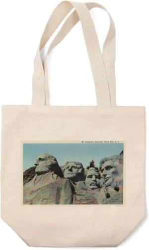 Lantern Press Mount Rushmore National Memorial, SD, Close-up View of The Presidential Memorial (100% Cotton Canvas Reusable Tote Bag)