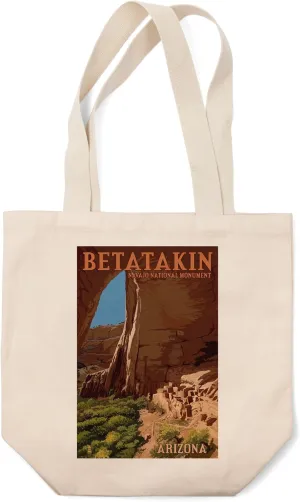 Lantern Press Navajo National Monument, Arizona, Betatakin (100% Cotton Canvas Reusable Tote Bag)