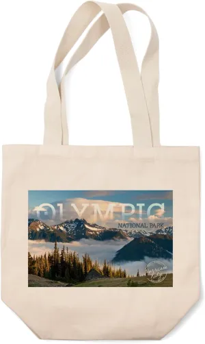 Lantern Press Olympic National Park, Washington, Hurricane Ridge Inversion (100% Cotton Canvas Reusable Tote Bag)