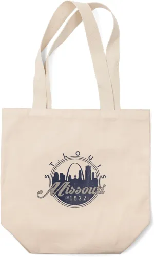 Lantern Press St. Louis, Missouri, Skyline Seal (Blue) (100% Cotton Canvas Reusable Tote Bag)