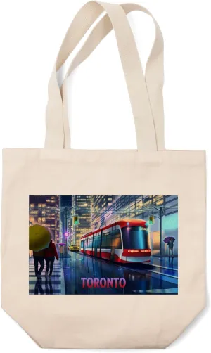 Lantern Press Toronto, Ontario, Lithograph, Toronto Streetcar (100% Cotton Canvas Reusable Tote Bag)