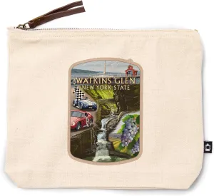 Lantern Press Watkins Glen, New York, Montage, 100% Cotton Zipper Pouch, Travel Accessory, Go Bag