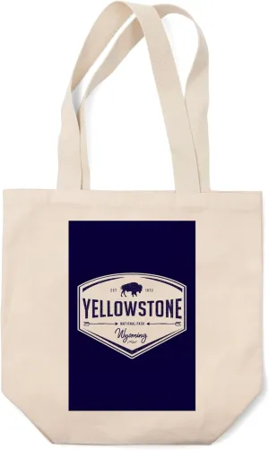 Lantern Press Yellowstone National Park, Wyoming, (100% Cotton Canvas Reusable Tote Bag)
