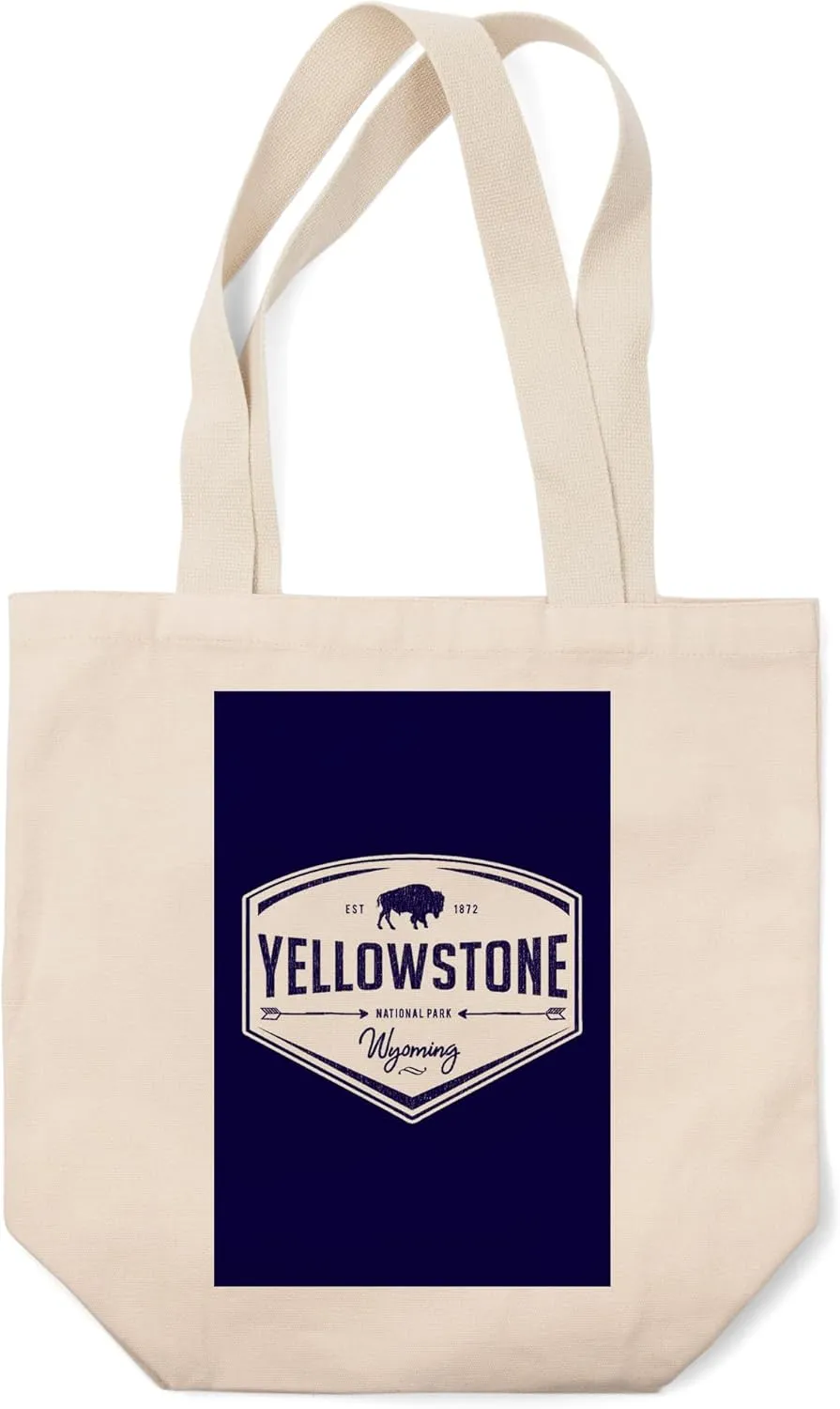 Lantern Press Yellowstone National Park, Wyoming, (100% Cotton Canvas Reusable Tote Bag)