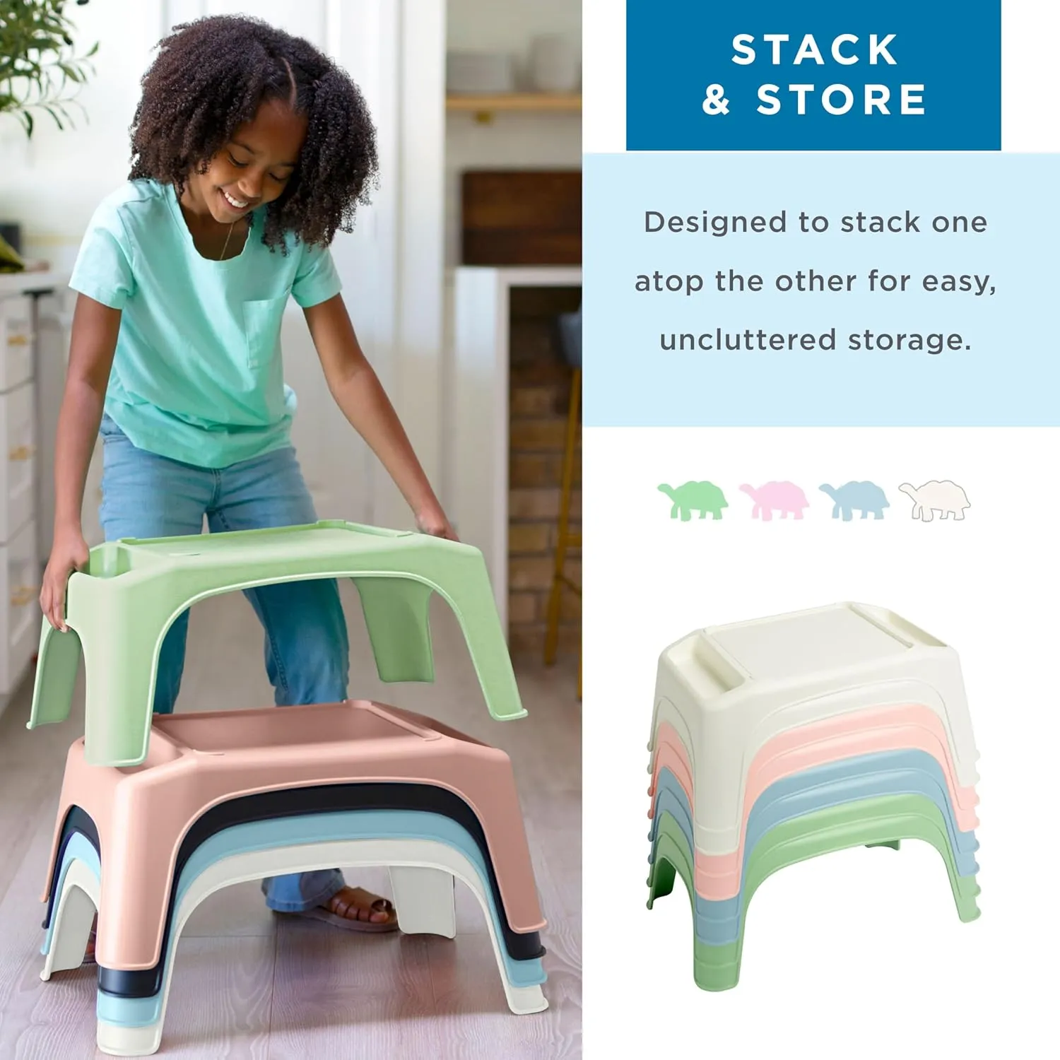 LAPGEAR Turtle Table Kids Flexible Seating Lap Desk Tray with Storage for Snacks, Play, Classroom, and Sensory Activities - Sky Blue - Pack of 8 - Style No. 20013