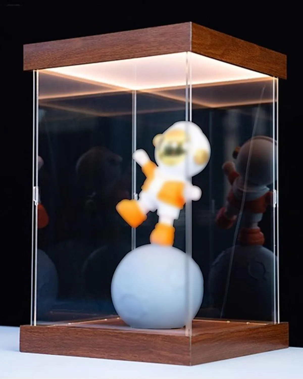 Large Clear Acrylic Display Case with Warm LED Light, Acrylic Display Box with Base and Lid, Stackable Toys Figurines Protection Storage Box(35x35x55cm/14x14x22in)