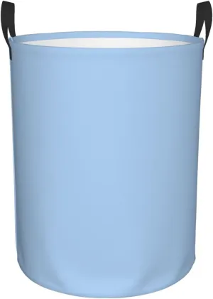 Large Laundry Basket, Dirty Clothes Hamper Toys Storage Bag Pale Blue Solid Color Waterproof Foldable Washing Bin for College Dorms 15.7" x 19.6"