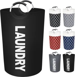 Large Laundry Basket Laundry Hamper Bag Washing Bin Clothes Bag Collapsible Tall with Handles Waterproof Travel Bathroom College Essentials Storage for College Dorm, Family (Black) 115L