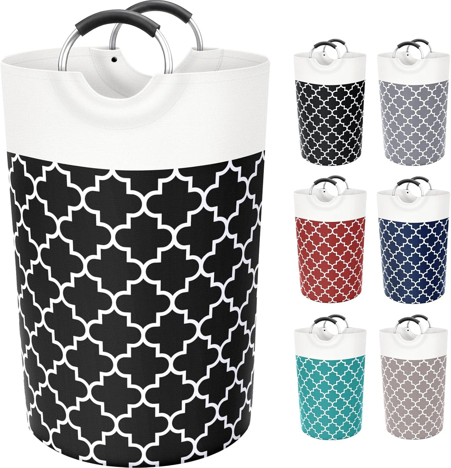 Large Laundry Basket Laundry Hamper Bag Washing Bin Clothes Bag Collapsible Tall with Handles Waterproof Travel Bathroom College Essentials Storage for College Dorm, Family (Black) 115L