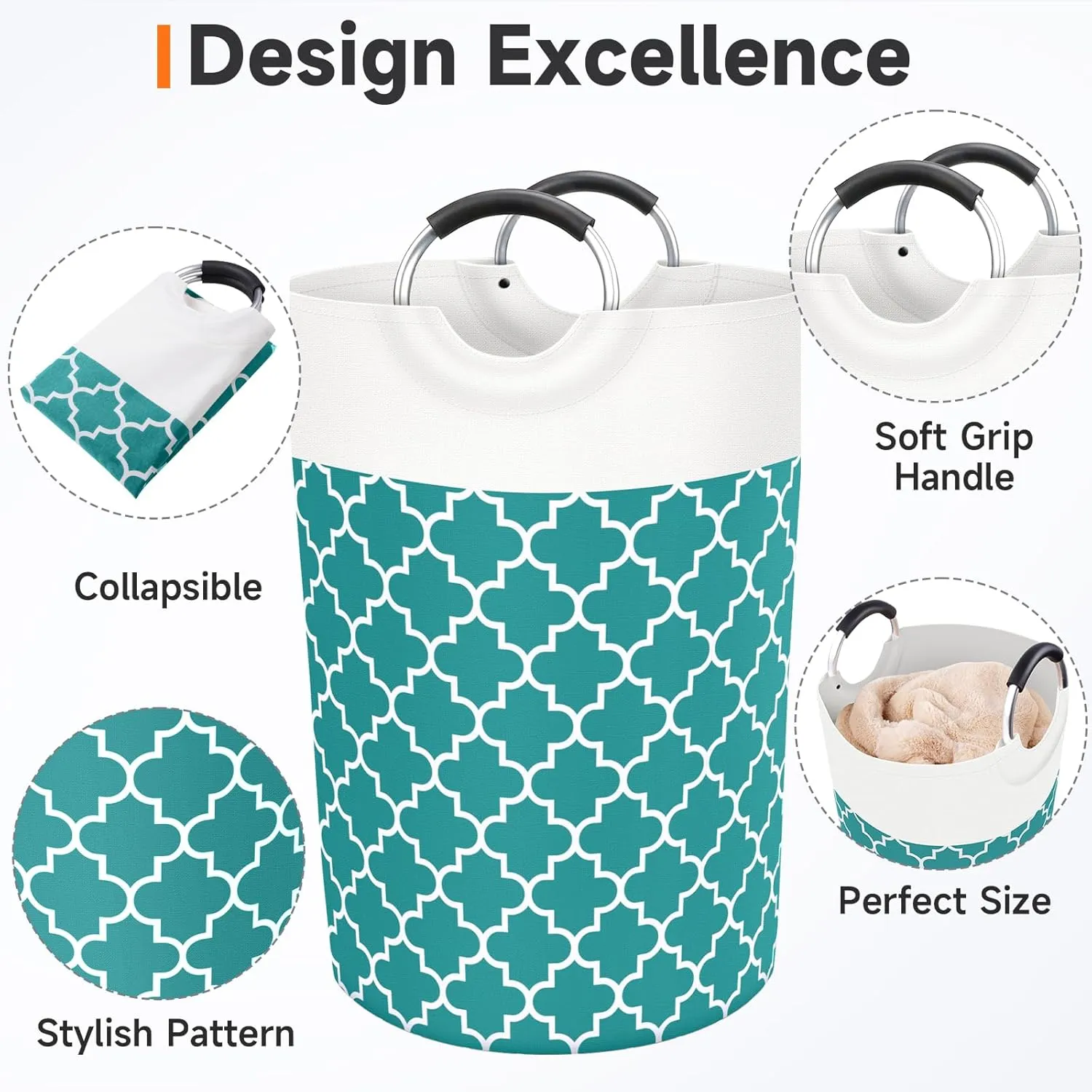 Large Laundry Basket Laundry Hamper Bag Washing Bin Clothes Bag Collapsible Tall with Handles Waterproof Travel Bathroom College Essentials Storage for College Dorm, Family (Green) 115L