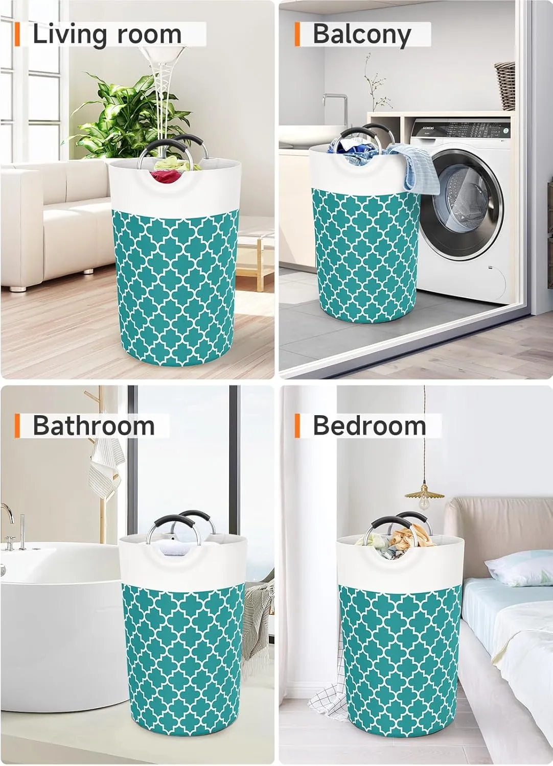 Large Laundry Basket Laundry Hamper Bag Washing Bin Clothes Bag Collapsible Tall with Handles Waterproof Travel Bathroom College Essentials Storage for College Dorm, Family (Green) 115L