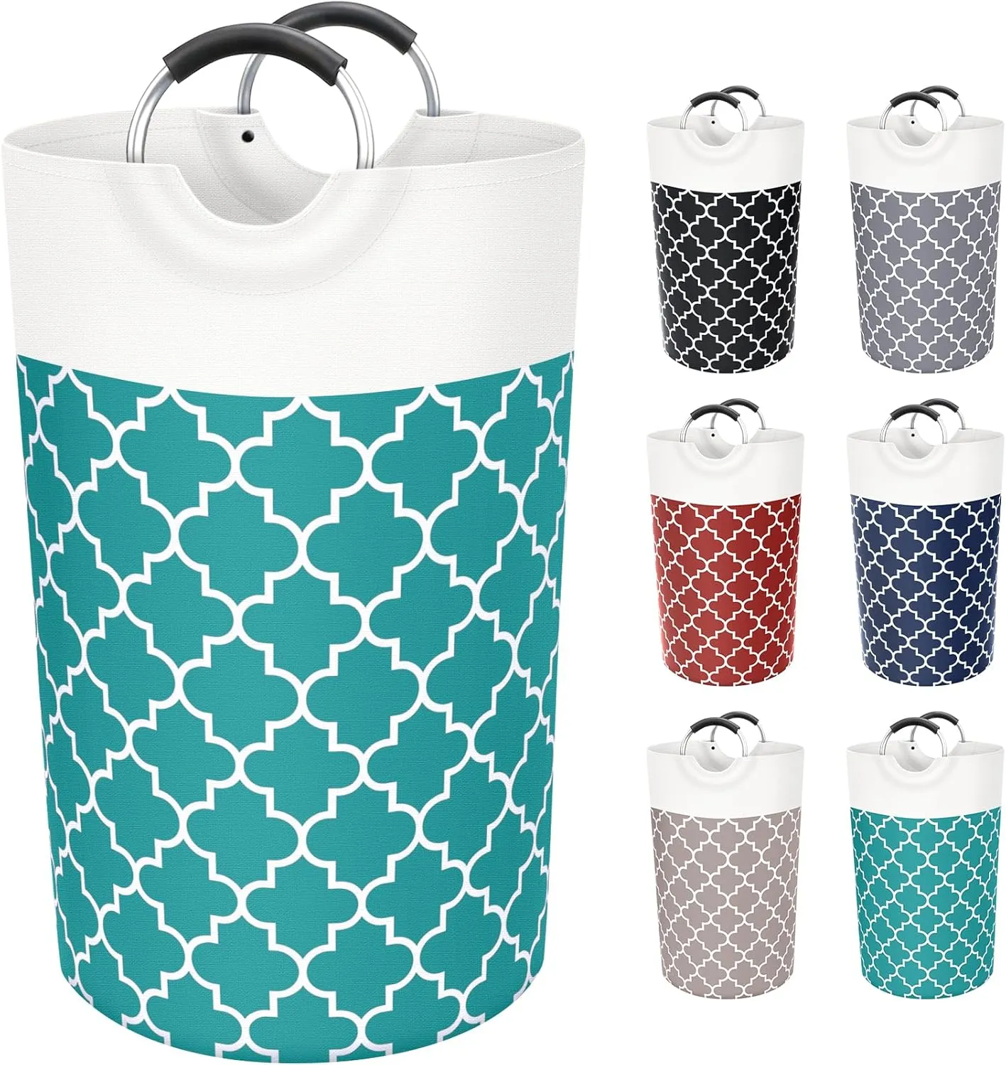 Large Laundry Basket Laundry Hamper Bag Washing Bin Clothes Bag Collapsible Tall with Handles Waterproof Travel Bathroom College Essentials Storage for College Dorm, Family (Green) 82L