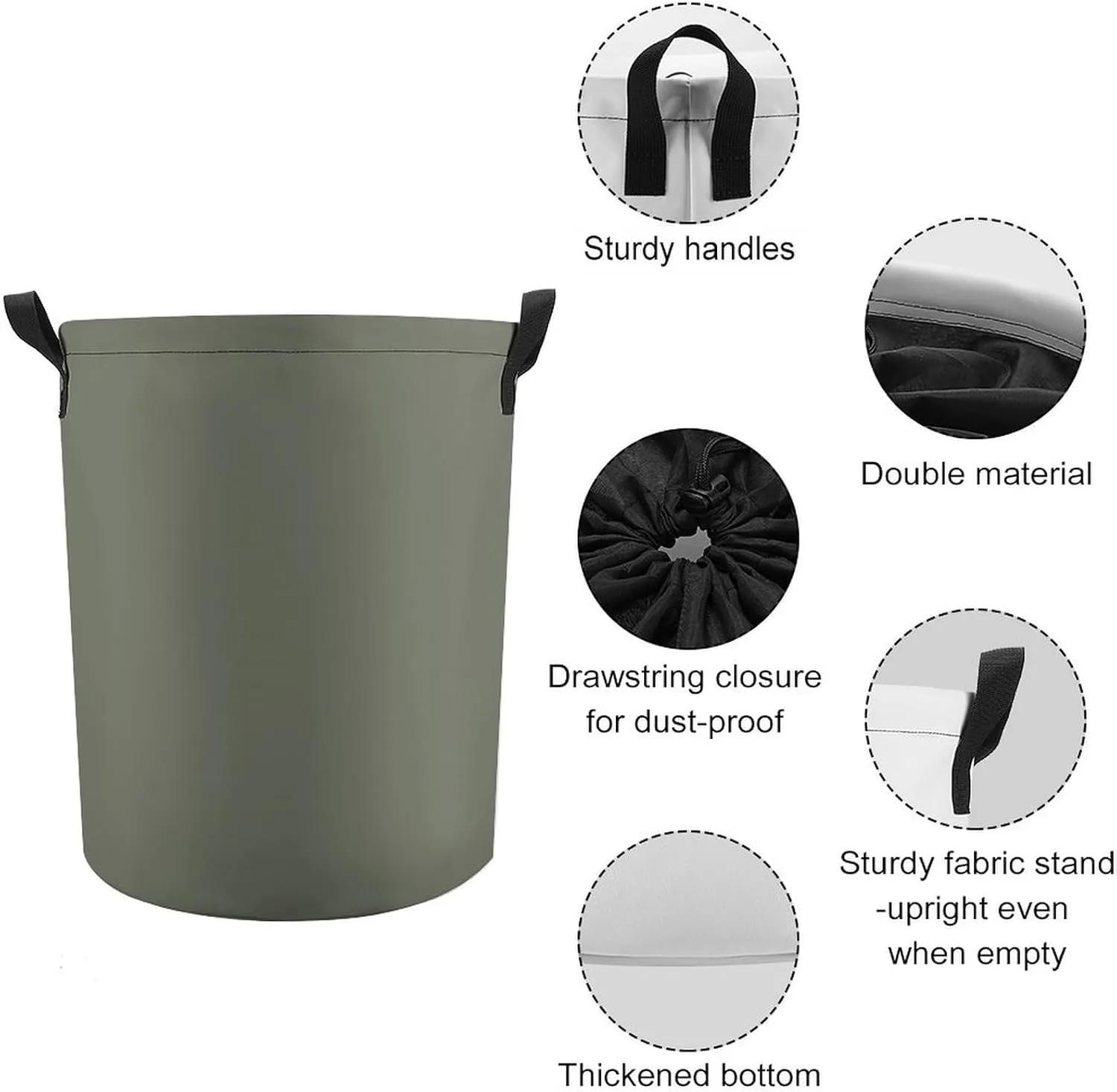 Large Laundry Hamper Bag, Dark Forest Green Solid Color Elegant Modern Collapsible Laundry Basket Dirty Clothes Washing Bin for College Dorm, Family Essentials