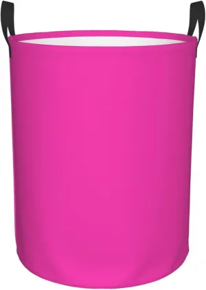 Large Laundry Hamper Bag, Solid Plain Bright Pink Elegant Modern Laundry Basket Collapsible Waterproof Storage Basket for College Dorm, Family Essentials