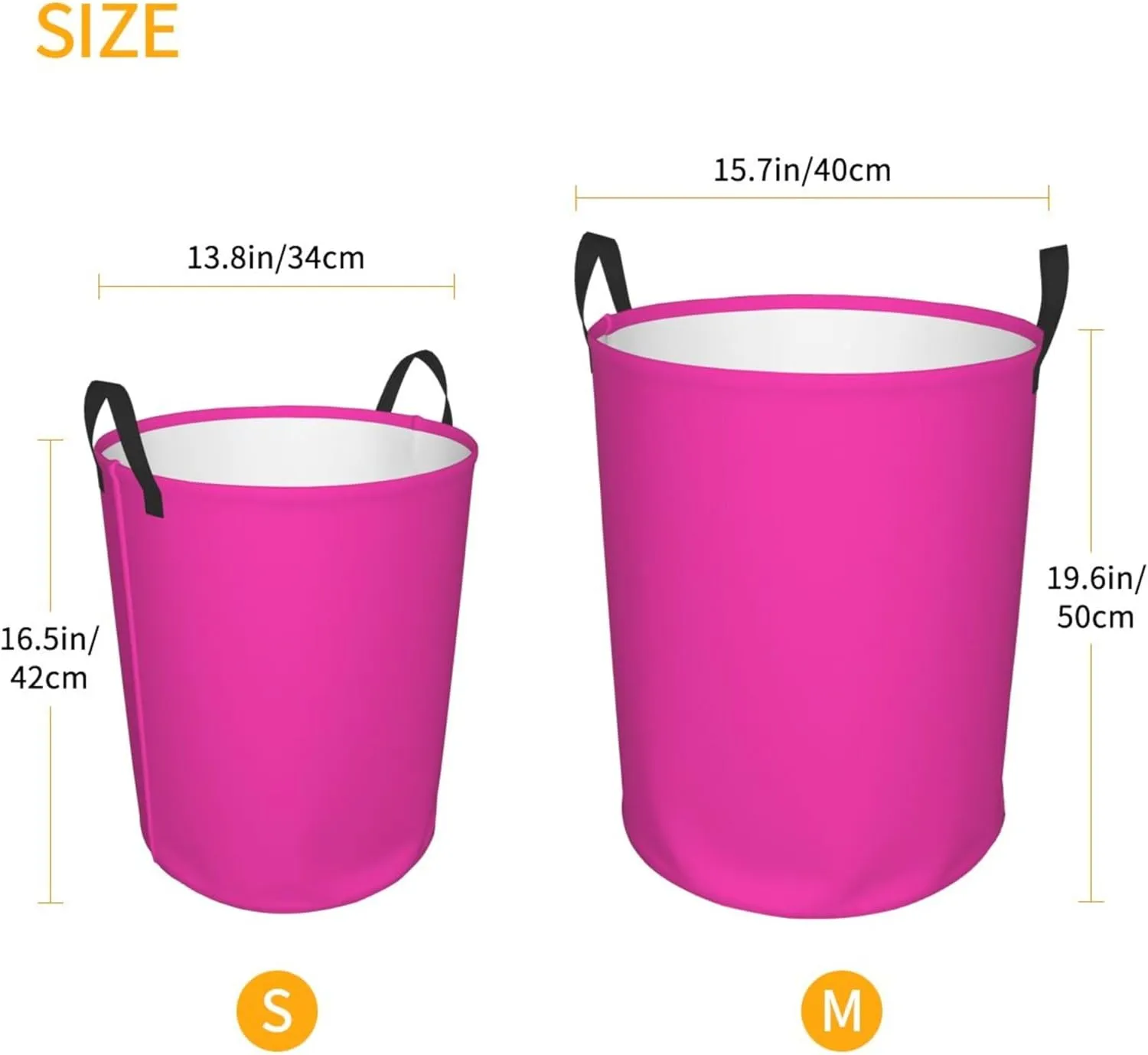 Large Laundry Hamper Bag, Solid Plain Bright Pink Elegant Modern Laundry Basket Collapsible Waterproof Storage Basket for College Dorm, Family Essentials