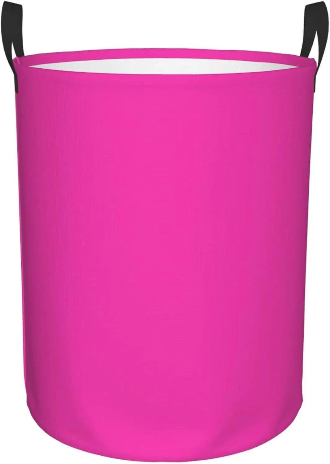 Large Laundry Hamper Bag, Solid Plain Bright Pink Elegant Modern Laundry Basket Collapsible Waterproof Storage Basket for College Dorm, Family Essentials