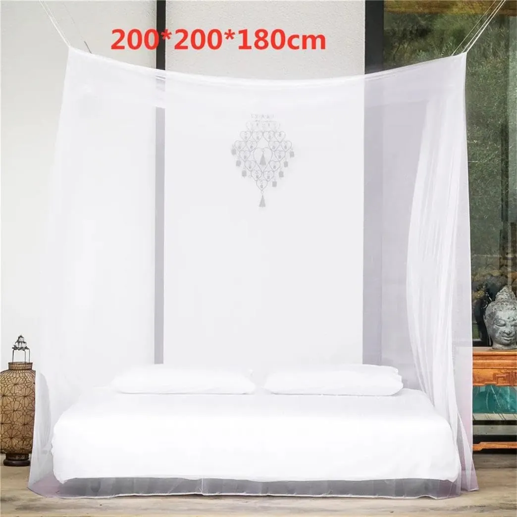 Large Mosquito Net for Bed - Portable Folding Mosquito Net | Easy to Install, Decorative Rectangular Canopy for Home, Travel & Camping | Includes Carry Bag (White, 1.8x2M)