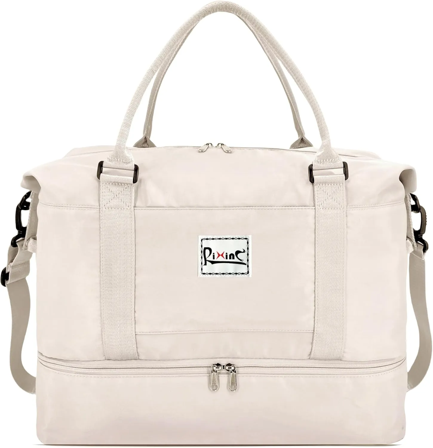 Large Travel Duffle Bag Weekender Bags for Women with Shoes Compartment, Travel Duffel Tote Carry on Overnight Bag for Travel Business Trips, Sport Yoga Gym Bag with Wet Pocket (Beige)