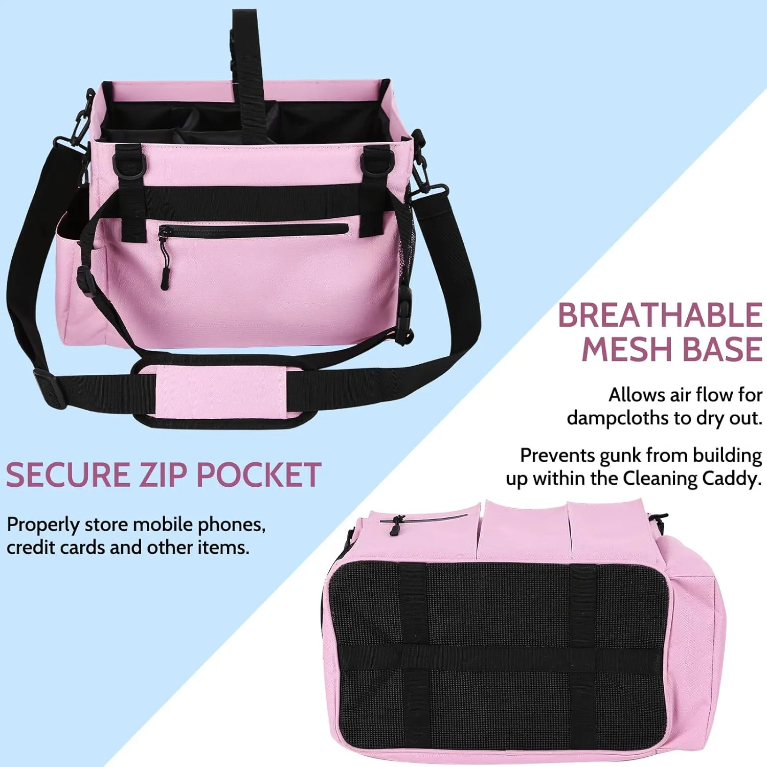 Large Wearable Cleaning Caddy Bags with Handle and Shoulder and Waist Straps,for Cleaning Supplies,for Furniture Storage,Car Organizer