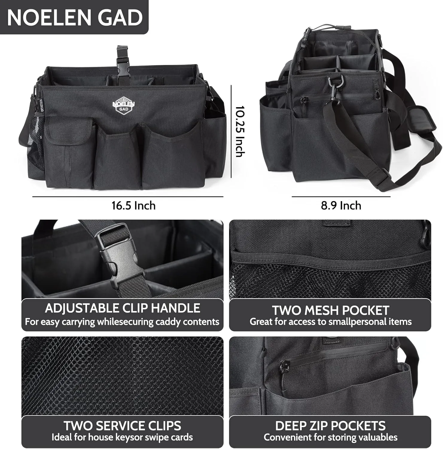 Large Wearable Cleaning Caddy Bags with Handle and Shoulder and Waist Straps,for Cleaning Supplies,for Furniture Storage,Car Organizer