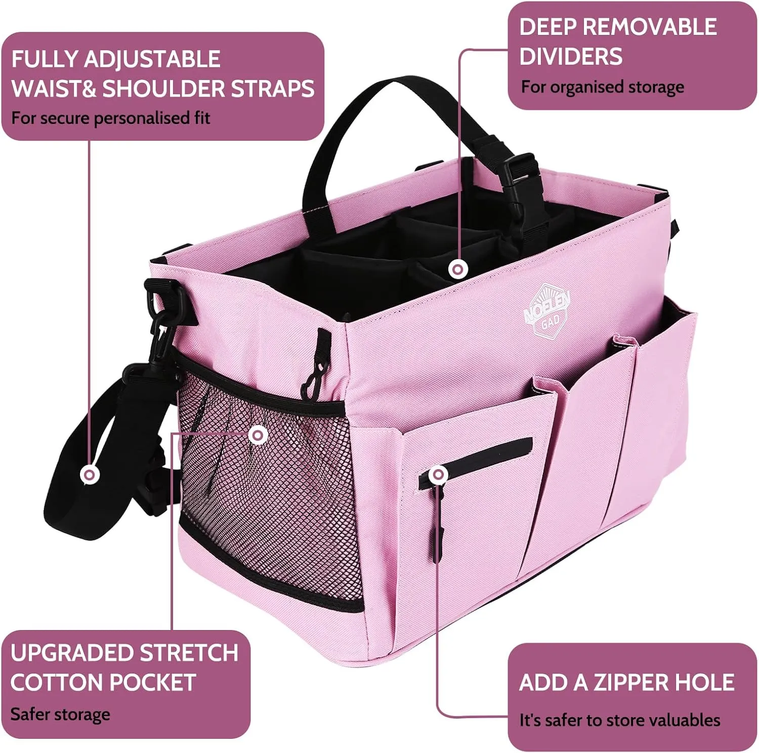 Large Wearable Cleaning Caddy Bags with Handle and Shoulder and Waist Straps,for Cleaning Supplies,for Furniture Storage,Car Organizer