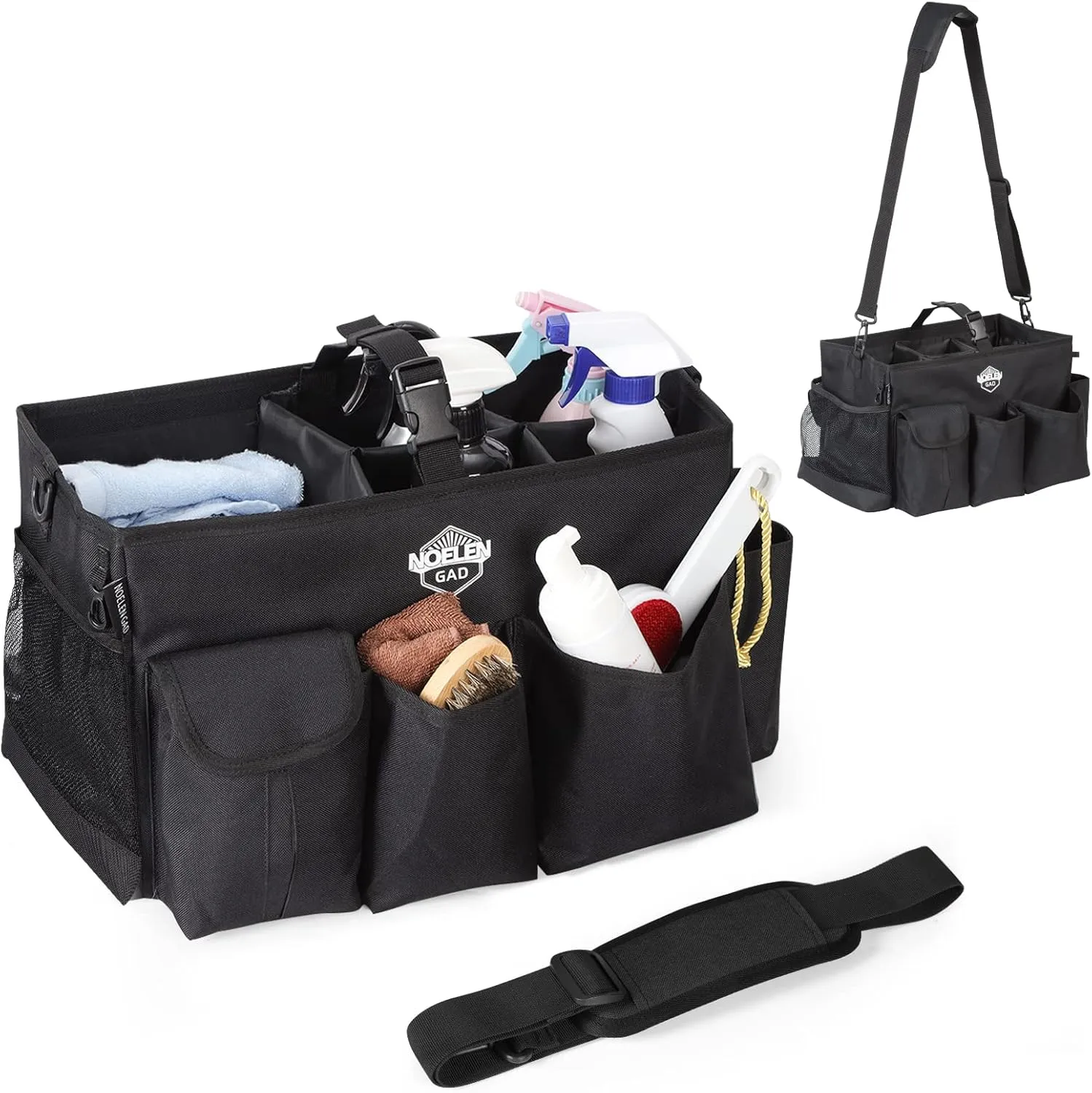 Large Wearable Cleaning Caddy Bags with Handle and Shoulder and Waist Straps,for Cleaning Supplies,for Furniture Storage,Car Organizer