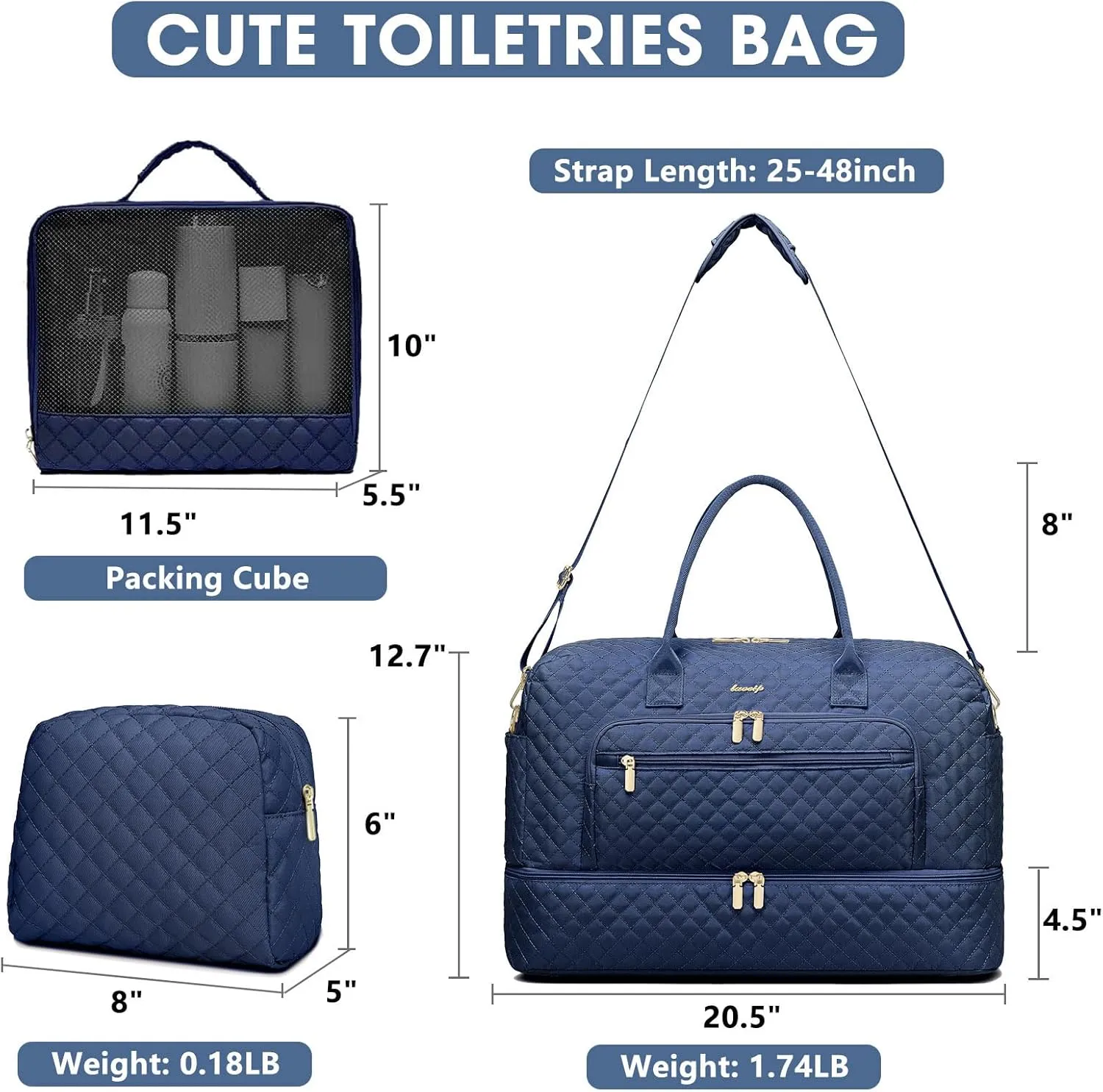 Large Women Travel Duffle Bag, Weekender Bags for Women with Shoe Compartment, Carry on Overnight Bag with Toiletry Bag, Gym Duffel Bag with Wet Pocket, Hospital Bags for Labor and Delivery 3 PCS Set
