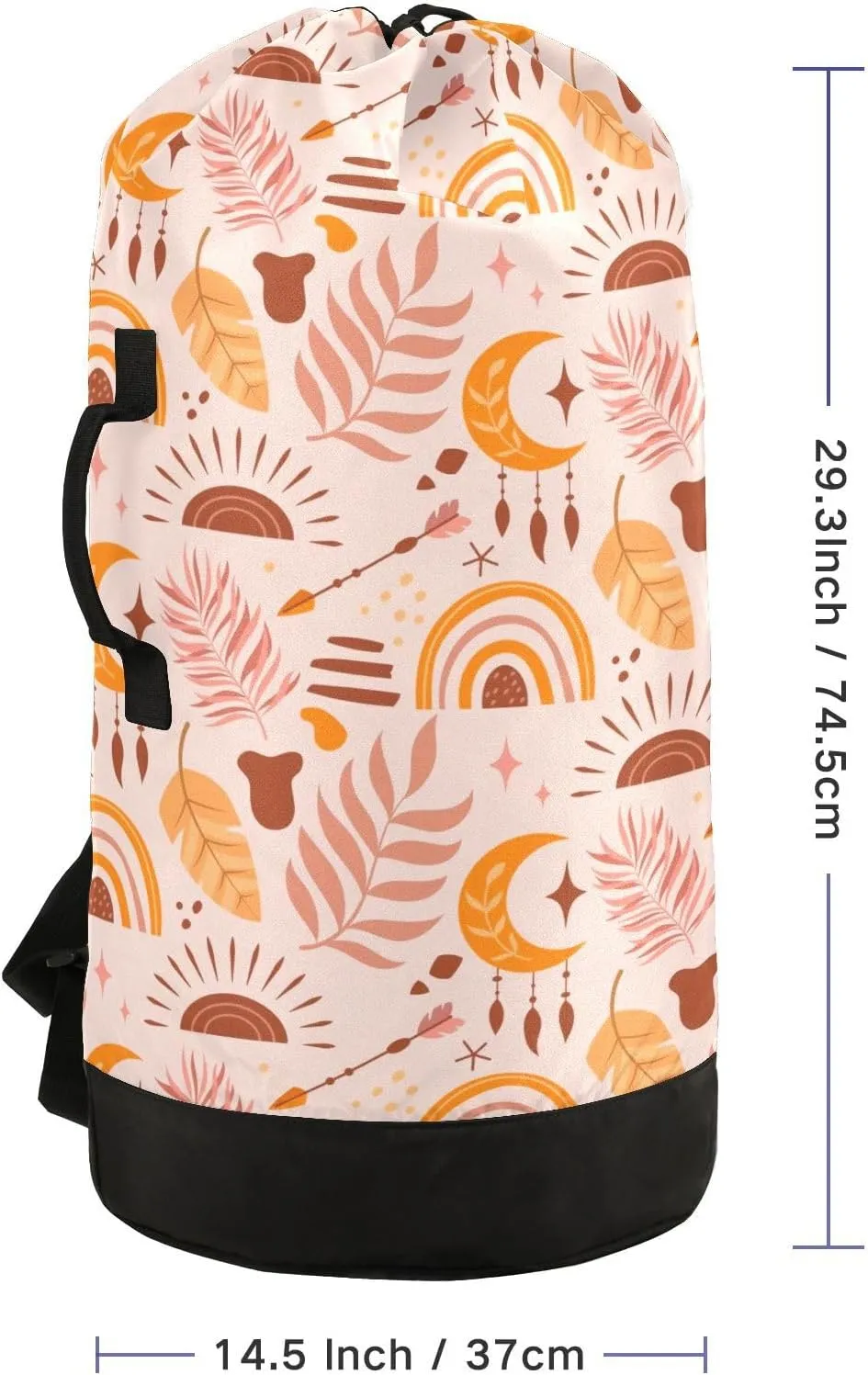 Laundry Backpack Laundry Bag Hamper Basket with Adjustable Shoulder Straps Handle for Dirty Clothes Traveling College Dorm Heavy Duty Waterproof Large Capacity Boho Rainbow