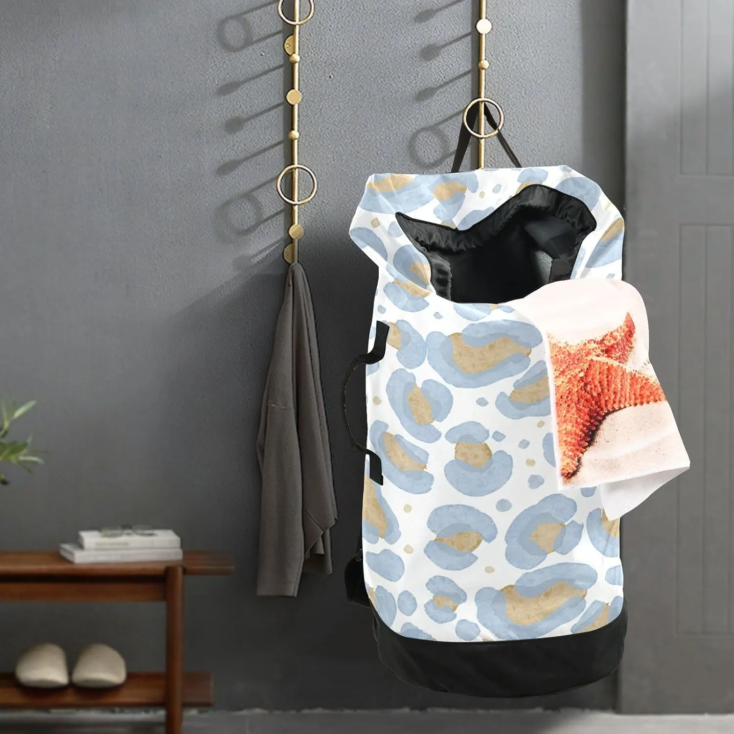 Laundry Backpack Laundry Bag with Adjustable Shoulder Straps Handle Dirty Laundry Bag for Traveling Camp College Dorm Heavy Duty Waterproof Large Capacity Animal Print