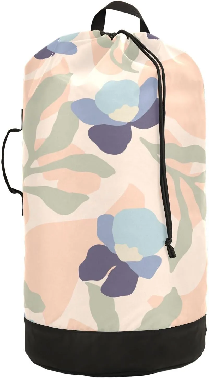 Laundry Backpack Laundry Bag with Adjustable Shoulder Straps Handle Dirty Laundry Bag for Traveling Camp College Dorm Heavy Duty Waterproof Large Capacity Leaf Illustration