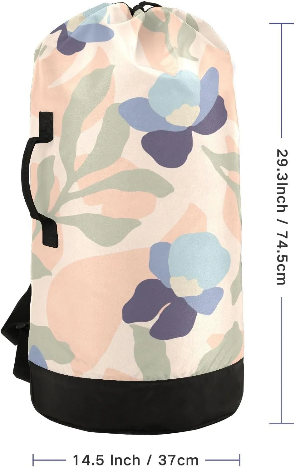 Laundry Backpack Laundry Bag with Adjustable Shoulder Straps Handle Dirty Laundry Bag for Traveling Camp College Dorm Heavy Duty Waterproof Large Capacity Leaf Illustration
