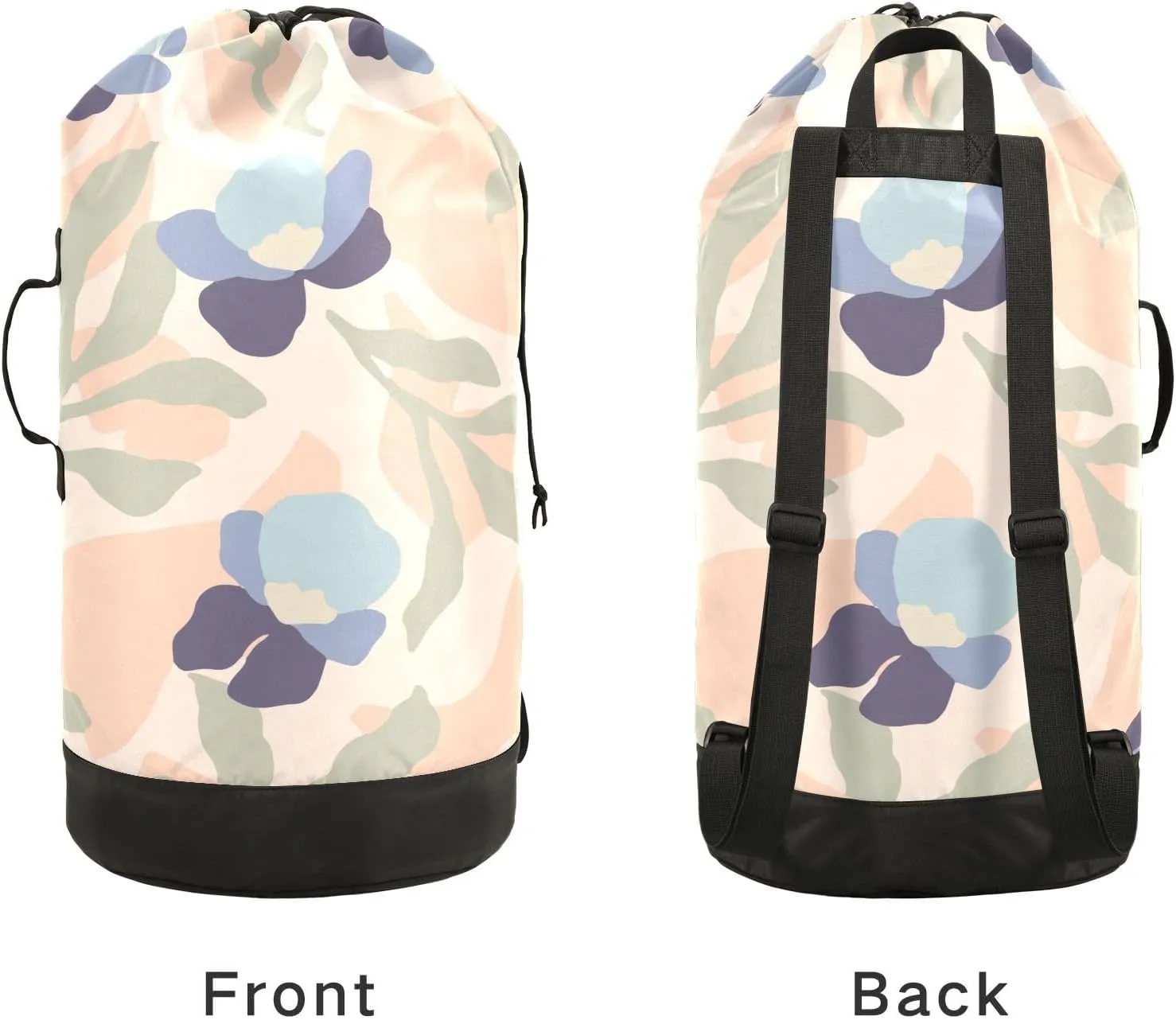 Laundry Backpack Laundry Bag with Adjustable Shoulder Straps Handle Dirty Laundry Bag for Traveling Camp College Dorm Heavy Duty Waterproof Large Capacity Leaf Illustration