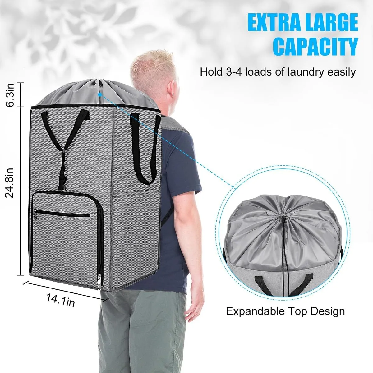 Laundry Bag Backpack, 2 in 1 Extra Large Laundry Hamper Basket for College Dorm Room Essentials