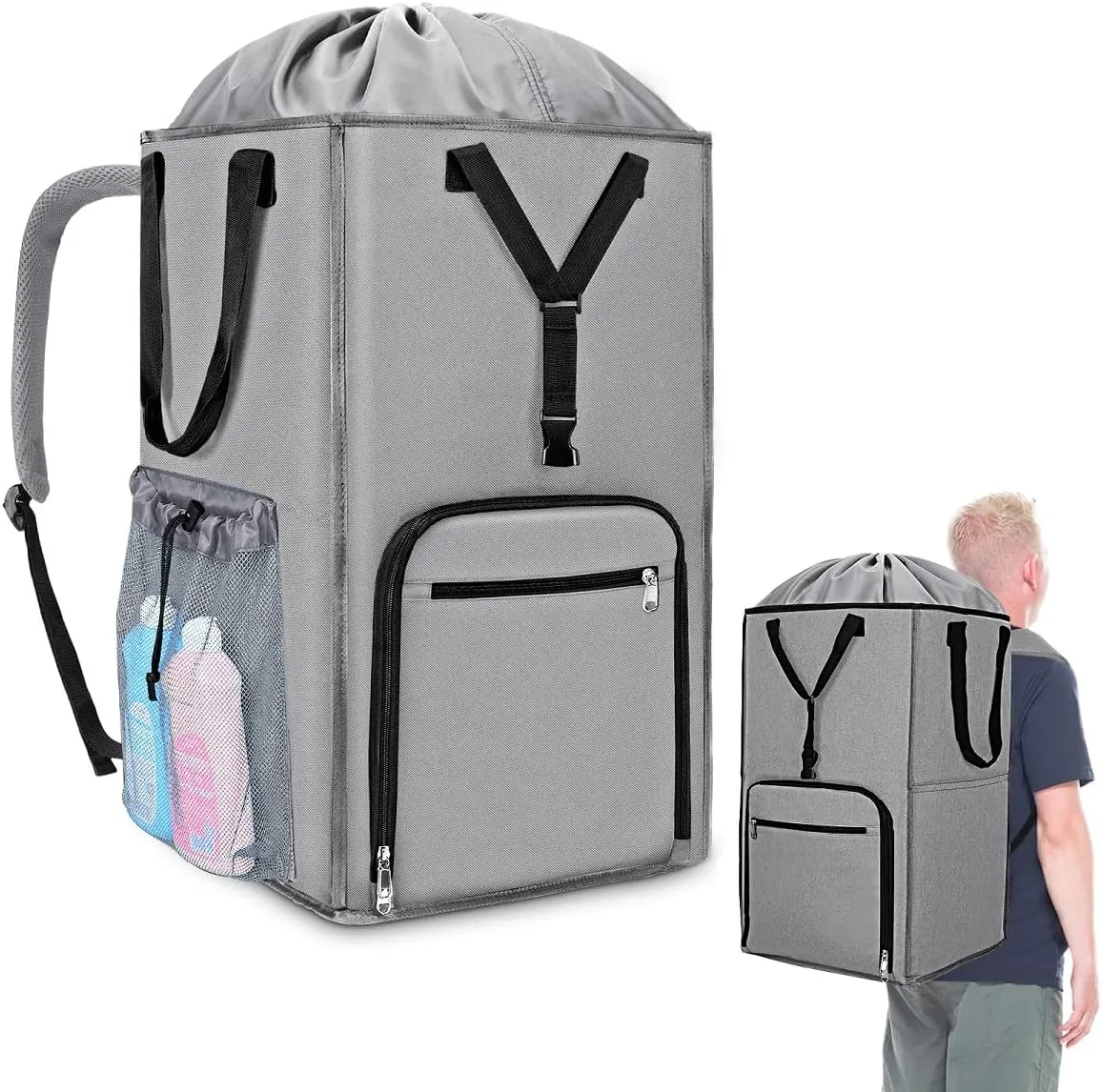 Laundry Bag Backpack, 2 in 1 Extra Large Laundry Hamper Basket for College Dorm Room Essentials