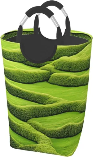 Laundry Basket Collapsible Clothes Hamper for Dirty Clothes, Laundry Bag with Handles Blanket Toys Storage Blanket, Dorm Room Essentials Accessories - Moss Stone Pavement