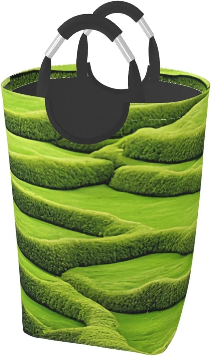 Laundry Basket Collapsible Clothes Hamper for Dirty Clothes, Laundry Bag with Handles Blanket Toys Storage Blanket, Dorm Room Essentials Accessories - Moss Stone Pavement