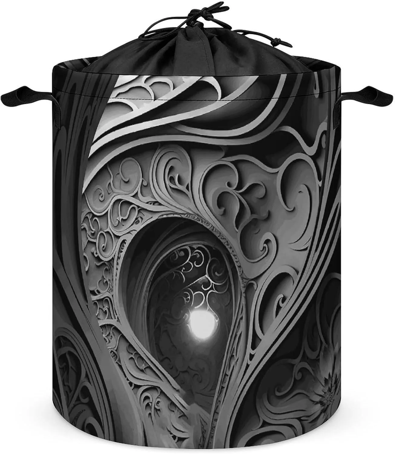 Laundry Basket Hamper Waterproof Dirty Clothes Hamper Complex Black And White Collapsible Washing Bin Clothes Bag with Handles Freestanding Laundry Hamper for Bathroom Bedroom Dorm Travel