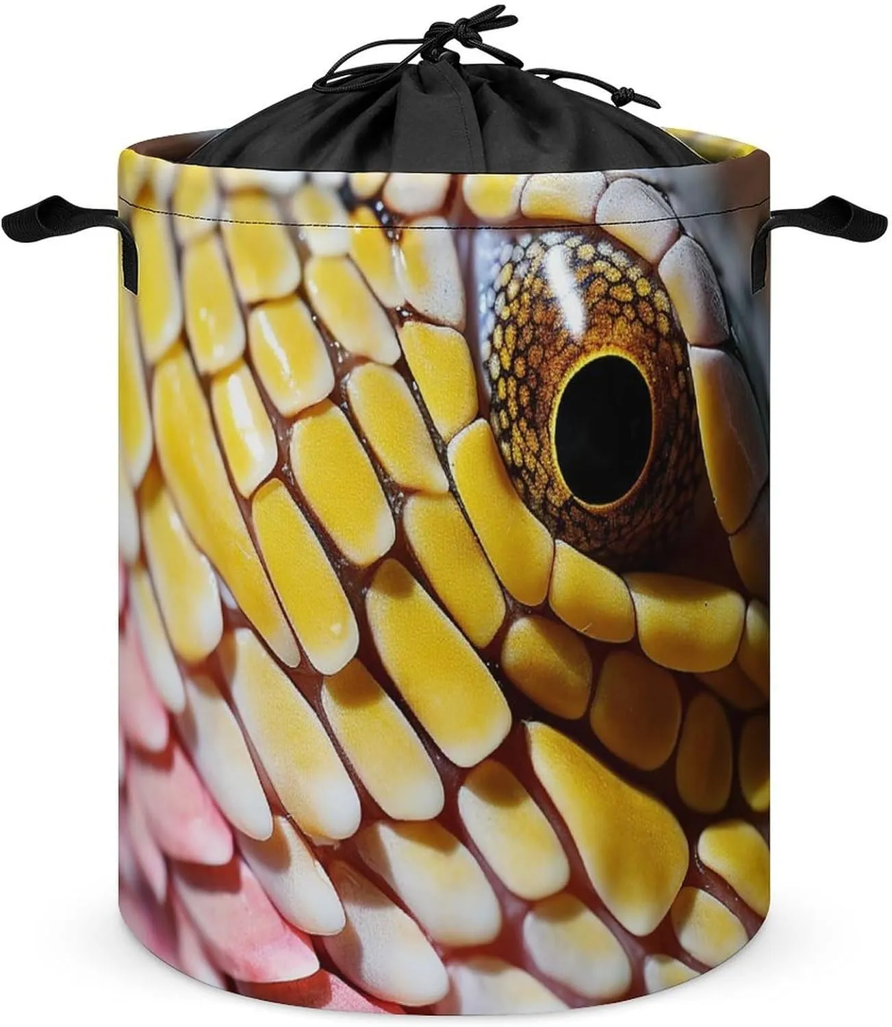 Laundry Basket Hamper Waterproof Dirty Clothes Hamper Yellow Lizard Skin Collapsible Washing Bin Clothes Bag with Handles Freestanding Laundry Hamper for Bathroom Bedroom Dorm Travel