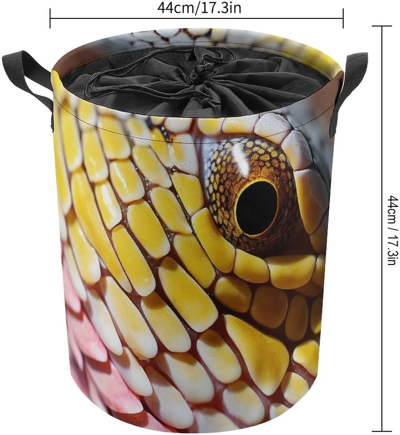 Laundry Basket Hamper Waterproof Dirty Clothes Hamper Yellow Lizard Skin Collapsible Washing Bin Clothes Bag with Handles Freestanding Laundry Hamper for Bathroom Bedroom Dorm Travel